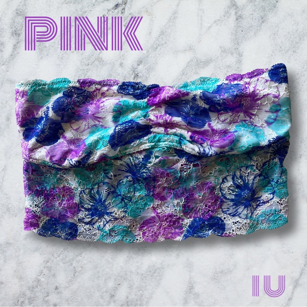 🎯SOLD‼️PINK multi colored lace bandeau-S